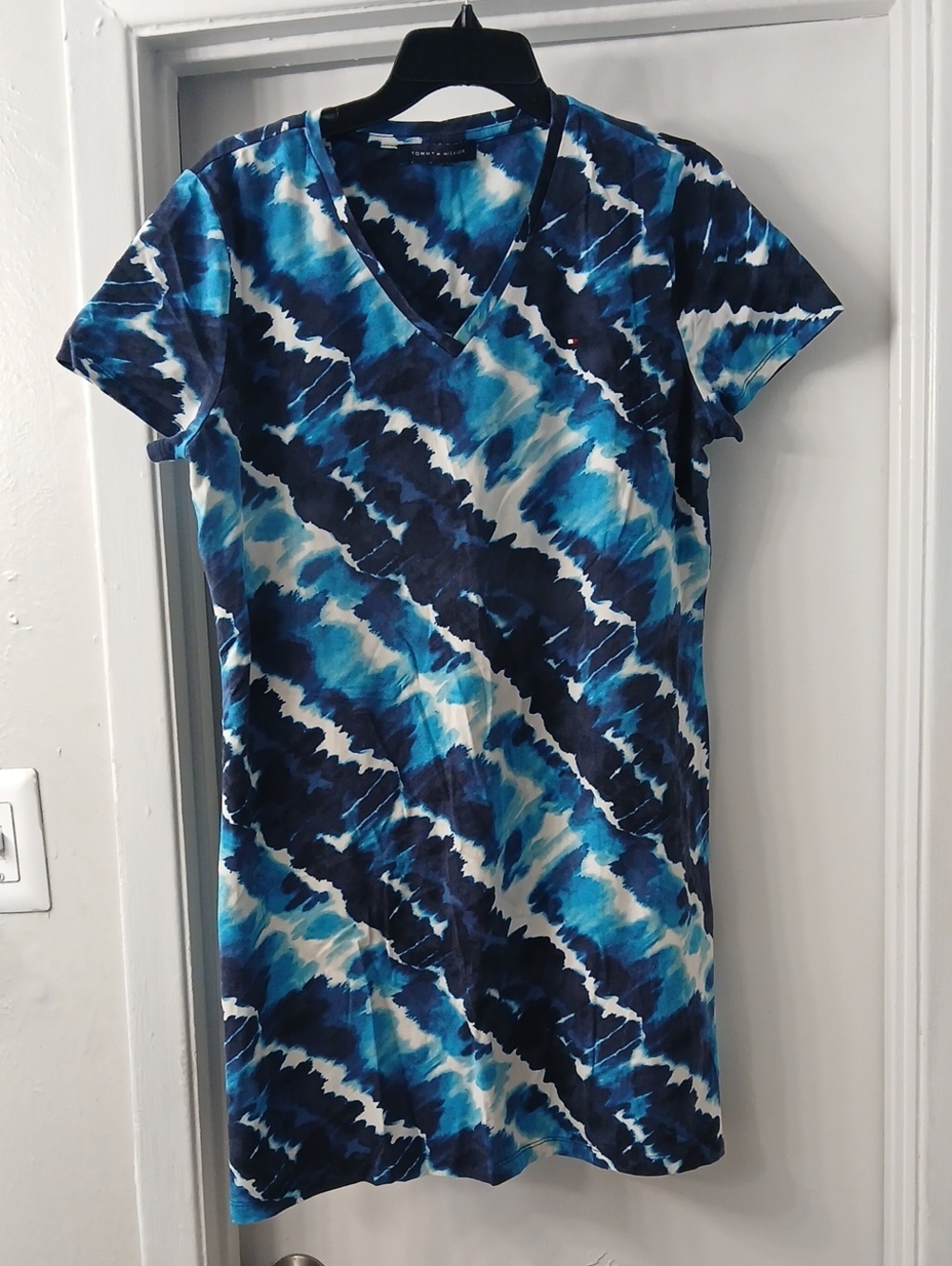 Tommy Hilfiger Blue Tie-Dye V-Neck Swim Coverup